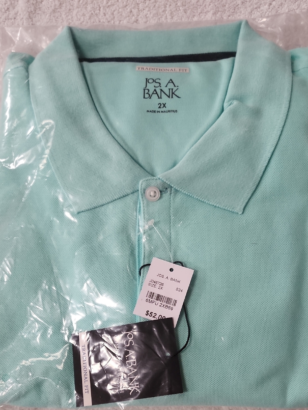 Jos. A. Bank Men’s Polo Shirt - Mint Size 2X New